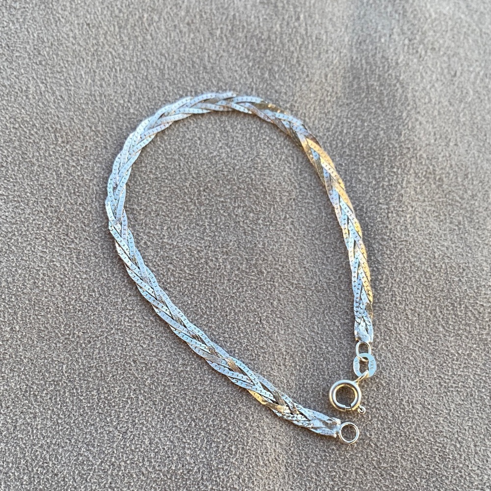 7” sterling silver Vior braided herringbone bracelet
